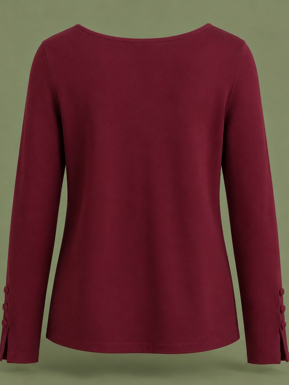 Chico’s Burgundy Long Sleeve Knit Top Button Cuffs Size 2 L - Picture 3 of 5